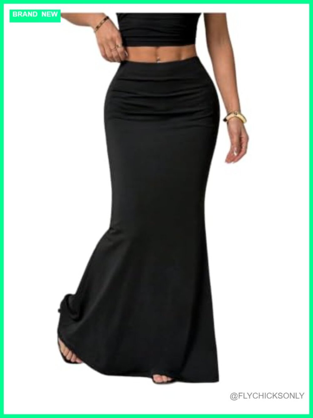 High Waisted Bodycon Maxi Skirt with Fishtail Hem for Women